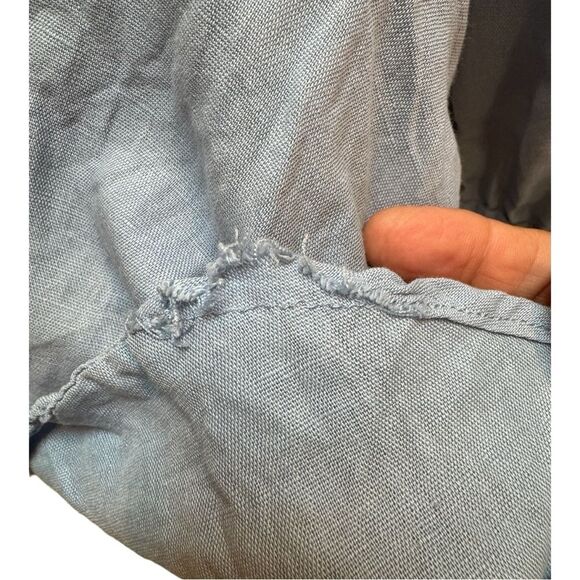 Off The Shoulder Romper Blue Ruffle Bell Sleeve Elastic Waist - Picture 4 of 9